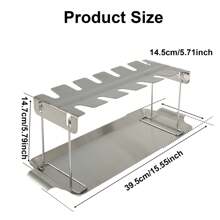 Chicken Leg Rack For Grill Chicken Leg Holder With Drip Tray 12 Slots Chicken Drumstick Holder Stainless Steel Chicken Drumstick Rack Heat Resistant Chicken Wing Rack For Smoker - Silver - View 3