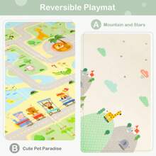 Baby Play Mat, Foldable Soft Foam Playmat, Extra Large Thick Crawling, Playing And Yoga Mat, Portable Waterproof Double-Sided Pattern Floor Mat For Newborn, Babies Toddlers, 200 * 180 * 1 Cm - Green - View 3