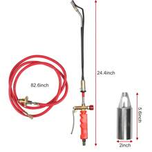Portable Propane Bush Torch Burner Ice Melter Push Button Igniter With 79" Hose,Trigger Flame Engagement,Blow Torch With Flame Control And Turbo Trigger Push Button Igniter,Flamethrower For Flame Weeding,Roofing, Melting Ice Snow,Garden Tools - 紅色 - 查看 4