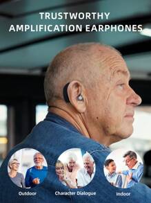 Hearing Aids For Seniors, Nearly Invisible Rechargeable Digital Hearing Amplifiers With Noise Cancellation For Adult Hearing Loss, Behind-The-Ear Hearing Aid, Control Easily - màu đen - Xem 3