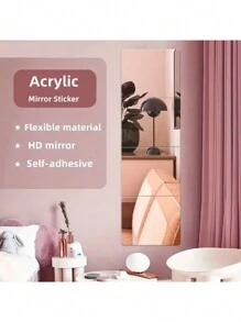 8pcs HD Self Adhesive Acrylic Mirror Sheets, Frameless Flexible Non Glass Mirror Tiles, Mirror Stickers For Home Wall Decor, Suitable For Gym Living Room Bedroom Office Home Bathroom Decor Fall Decor Makeup Organizer Bathroom Accessories Back To School