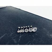 6pcs/Set 3mm - 8mm Hypoallergenic Flat Back Earrings For Women & Men, Silver Stainless Steel Stud Earrings With Cubic Zirconia Birthstone, Suitable For Sensitive Ears