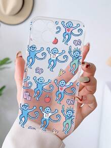 1pc Blue Funny Monkey Pattern Transparent TPU Phone Case Compatible With IPhone 13, IPhone 11, IPhone 14 Pro Max, IPhone 13 Pro, IPhone 15/15 Plus/15 Pro/15 Pro Max/12/12 Pro/12 Pro Max/14/14 Pro/13 Pro Max, Etc.
