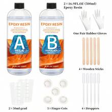 Kit de resina epoxi cristalina transparente de 50ml/100ml/250ml/500ml, resina libre de burbujas, para fundición de sobremesa y barra, resina epoxi transparente para arte y manualidades, regalo de cumpleaños/fiesta/festival - Resina epoxídica - Ver 6