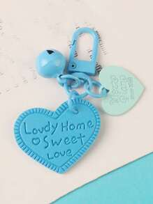 1 个心形包钥匙扣、手机链钥匙扣、时尚糖果色、可爱心形钥匙扣，带钥匙链环、背包吊饰和耳塞盒套 - 送给女性和女孩的完美礼物，心形钥匙扣 - 时尚包包和钱包配件包吊坠字母“lovdy”“Home”“Sweet Love”橡胶沙滩包 - 彩色 - 查看 15