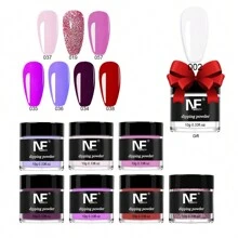 浸泡式爆閃粉紫色指甲沉浸式彩粉10g套裝（免費附贈10g白彩粉） - 彩色 - 查看 20