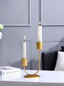 1pc European Style Iron Art Double Cup Design Candlestick For Home Living Room Kitchen Dining Room Wedding Party Table Decoration