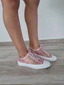 Tenis mujer hombre casuales choclo unisex zapatilla tela premium lona ecopiel urbano cómodos sport deportivo autoajustable moda casual 22mx-28mx - Oro rosa - Ver 1