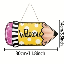 1 件欢迎来到我们的教室铅笔门标牌（5.5 X11.8 英寸），欢迎木制铅笔形教师办公室门挂牌匾装饰，开学日木制花环壁挂装饰教师用品最佳礼物 - 彩色 - 查看 3