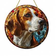 1pc, Cute And Colorful Dog Stained Window Hanging, Loyal Companion, Dog Lover Sign Gift For Mom, Family, Lover, Friends, Funny Acrylic Round Wreath Sign For Garden, Yard, Home, Door Welcome, Outdoor General Color Decorative Art, Sun Catcher, Window Decor For Dog Lovers, Car Interior Decoration, Car Rearview Mirror Hanging Decoration, Multiple Dogs Decorations To Choose From,Home Decor ,Room Decor,Wall Decor Gifts Birthday Graduation