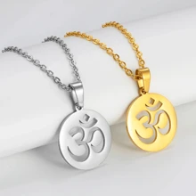 1 pieza Collar con colgante de  de yoga pequeño con símbolo Tamil de 2 modos para mujeres y niñas,  Hindú-Budista OM de la India - Multicolor - Ver 7