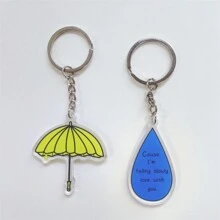 1 Piece Lovely Runner Keychain Umbrella Water Drop Acrylic Couple Keychain Suit For Daily - B - View 5