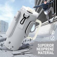 Water Bottle Carrier Bag With Phone Pocket For Cup 40 Oz Tumbler With Handle Neoprene,Portable Water Bottle Holder Pouch  With Adjustable Strap For Cup Accessories,Storing Cards,Phones And Other Small Item - 灰色 - 查看 2