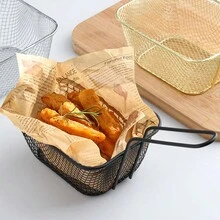 多功能碳鋼炸籃，長柄食品濾網，防燙薯條炸籃，廚房微孔濾網濾油炸食工具，食品，廚房，旅行，廚房用品，廚房工具，廚具 - 彩色 - 查看 6