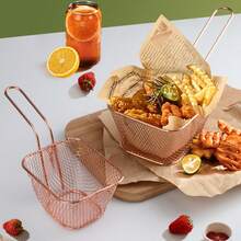 多功能碳鋼炸籃，長柄食品濾網，防燙薯條炸籃，廚房微孔濾網濾油炸食工具，食品，廚房，旅行，廚房用品，廚房工具，廚具 - 彩色 - 查看 2