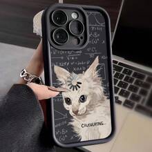 Apple Animal Kitten One Cute Cat With Mathematics Symbols Pattern Phone Case - Black - View 3