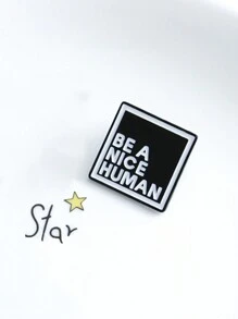 1pc Fashionable Minimalist Alloy Letter Brooch English Alphabet Drip Badge Pin For Clothes Or Bags, Black And White Simple Personalized Badge, Cute Backpack Decoration Medal Dress Accessories Bag Charm School Office Accessories Shirts Jacket Jewelry Christmas Halloween Clothes Pin Funny Teacher Gifts - Black - View 7