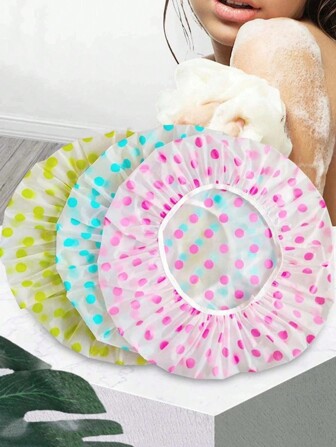 2pcs Reusable Waterproof Elastic Shower Caps, Large Size Shower Caps For Women Hair Care Salon Bathroom Home Relaxation