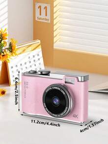 便携式高清数码相机 ABS 材质 CMOS 传感器 8 倍光学变焦 电子防抖 前后双摄像头拍摄相机-粉色 - 粉色 - 查看 2