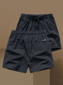 مجموعة بنطال وتي شيرت رياضي بأكمام قصيرة منعش وسريع التجفيف من الحرير الصناعي بأسلوب الحبيب للرجال في فصل الصيف - أخضر نعناع - مشاهدة 3