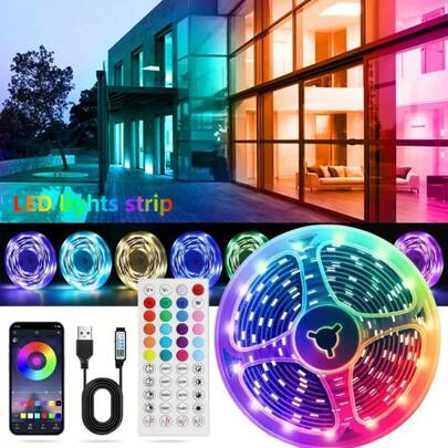 6.56 英尺至 98.4 英尺的 LED 灯，RGB LED 灯带，带 44 键遥控器，APP 应用程序控制房间 LED 灯，房间照明 LED 灯灵活家居装饰