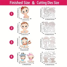 1pc Baby Cute Set Metal Cutting Die, DIY Scrapbooking Album Decorative Paper Cutting Die For Card Making Envelope - Silver - View 2