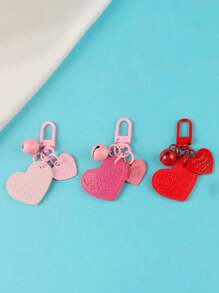 1 个心形包钥匙扣、手机链钥匙扣、时尚糖果色、可爱心形钥匙扣，带钥匙链环、背包吊饰和耳塞盒套 - 送给女性和女孩的完美礼物，心形钥匙扣 - 时尚包包和钱包配件包吊坠字母“lovdy”“Home”“Sweet Love”橡胶沙滩包 - 彩色 - 查看 2