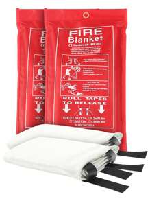 1条加厚升级版1x1米（40x40英寸）应急灭火毯，灭火毯，阻燃毯，玻璃纤维阻燃材料，耐高温灭火毯，隔热阻燃逃生毯，车载灭火毯，家用消防设备，户外阻燃毯，适用于露营烧烤、办公室/仓库/学校/家庭/厨房/卧室及户外露营烹饪装备 - 彩色 - 查看 4