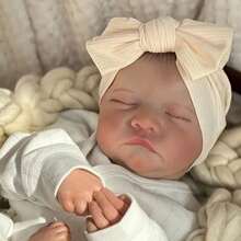 圣诞装饰 45 厘米 18 英寸熟睡重生婴儿娃娃 新生婴儿栩栩如生真实柔软全乙烯基身体 手绘头发 高品质娃娃 - 白色 - 查看 5