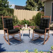 Waterproof Rocking Chair Cushion Set 2PC Cushion Back & Seat Bottom For Rocker 2pack Rocking Chair Cushion Set Pad Upper & Lower Chair Cushions For Home Outdoor - Black - View 6