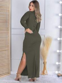 Women Long Dresses - Army Green - View 2