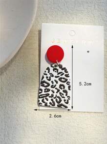 1 Đôi Bông Tai Acrylic Dài In Da Báo Đỏ Cho Nữ, Phong Cách Thanh Lịch - Nhiều màu - Xem 7