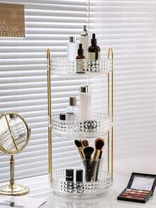 1 件透明钻石图案旋转桌面展示收纳盒，化妆品收纳架，适用于化妆品、香水和美容产品 - 彩色 - 查看 5