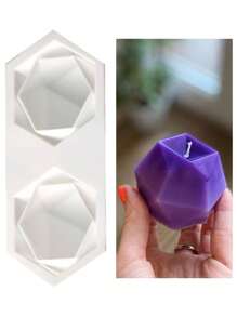 1pc 2/4 Hole Hexahedral Polygonal Geometric Diamond Shaped Magic Ball Candle Silicone Mold DIY Aromatherapy Gypsum Soap Home Decoration Ornament Drip Mold