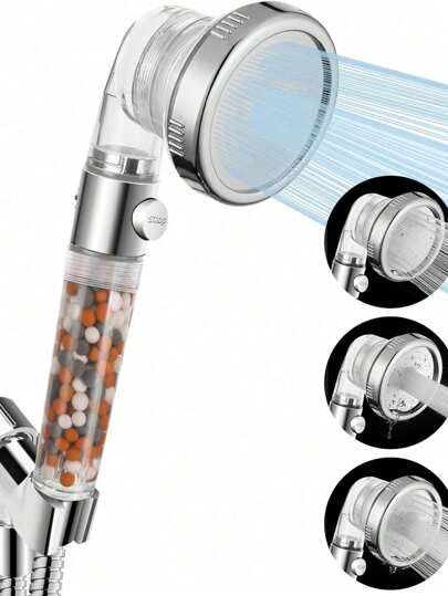 Tatukiko 4 模式过滤淋浴喷头，带停止功能，高压喷雾，可清洁硬水、氯和氟化物 家居浴室装饰 秋季装饰 浴室配件