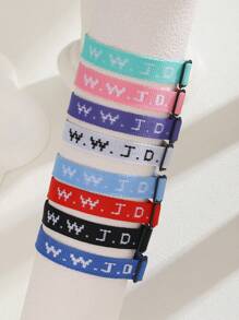 6pcs WWJD Letter Embroidered Woven Tassel Bracelets, "What Would Jesus Do?" Jacquard Woven Cuff Bracelets, Inspirational Christian Accessories Suitable For Girls, Boys, Teens - Multicolor - View 1