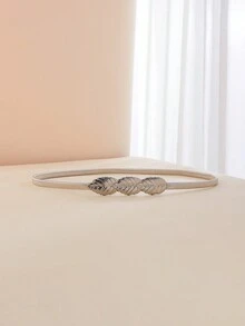 1 chiếc thắt lưng mỏng thanh lịch dành cho nữ, khóa cài co giãn bằng kim loại và da, phù hợp với váy, áo sơ mi, quần tây, đi làm, mặc hàng ngày, dự tiệc. - Đai kim loại - Xem 13