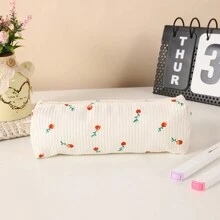 1pc Pencil Case Ins Minimalist Floral,School Supplies For School,Pencil Case Fresh Cute Large Capacity Girls Korean,Pencil Bag,Pencil Pouch Cute, Back To School,Pencil Pouch,School Bag