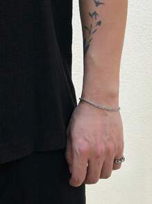 1入組925銀3mm扭繩鏈手鍊，適用於男士日常佩戴父親