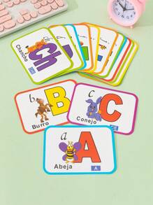 1 Sheet Of 28 4.33" X 5.9" Spanish Toddler Cognitive Learning Flash Cards Animal Numbers And Letters Double-Sided Memory Fun Cards 3-14 Years Old Children Educational Toys Learning Gifts - Multicolor - View 12