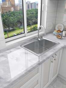 1pc Marble Pattern Kitchen Oil-Proof Sticker, High Temperature Resistant Cooktop Sticker, Tile Wallpaper, Self-Adhesive Cabinet Sticker, Desktop Renovation Film,Stickers,Wall Decal, Vinyl Decal For Home Decorations,Spring Decoration Items Refresh Your Home,Rama Decoration Stickers