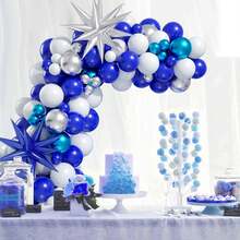 86/100/105入組黑色和銀色氣球花環套件，黑色和金屬銀色乳膠氣球，黑色和銀色氣球拱門，適用於生日婚禮週年慶典畢業派對裝飾 - 組合套裝 - 查看 11