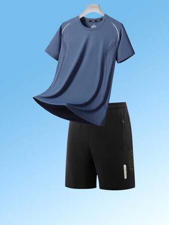 Sporty Mesh Breathable Loose Fit Top With Drawstring, Zipper Pockets And Shorts Set (Ice Cooling Fabric)