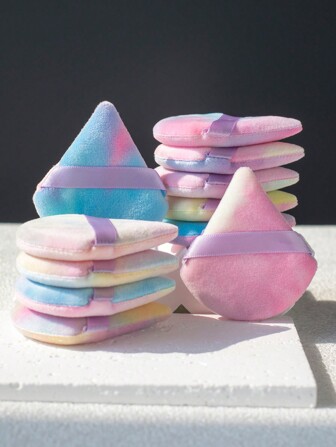 10pcs Triangle Velvet Powder Puff Pizza Mini Facial Makeup Sponge, Washable Lightweight Cosmetic Tool Suitable For All Skin Types, Makeup Beginners, Ideal For Wet And Dry Powder Application,Makeup,Cheap,Room Decor,Vanity,Travel,Bedroom,Makeup Accessories,Puff,Makeup Blender,Powder Puff,Makeup Sponge,Cheap,Stocking Stuffers,Makeup,Makeup Tools,Cheap Stuff,Gifts,Gifts For Women,Christmas Gifts