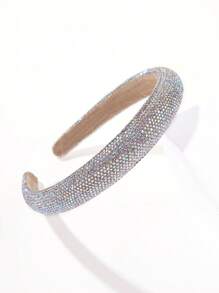 Diadema con rhinestones para fiestas, decoración de borde ancho con rhinestones, diadema de moda lujosa y brillante, tiaras, diademas, accesorios para el cabello - Dorado - Ver 8