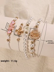 Juego de pulseras con la Virgen María, pulsera con cruz y perlas de imitación CCB, elemento múltiple, pulsera de pareja para uso diario, regalo de cumpleaños y festivo - conjunto de pulsera - Ver 2