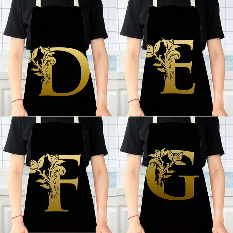 1pc 3D Pattern Linen Apron With Letters F, D, E, G For Kitchen Cooking Home Use,Food,,Kitchen,Travel,Kitchen Items,Kitchen Tools,Kitchen Things. - Multicolor - View 1