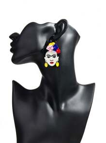 1 Pair Fashionable & Cute Colorful Acrylic Flower Decor Pendant Earrings, Suitable For Women's Daily Wear