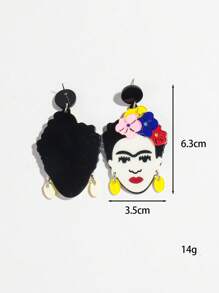 1 Pair Fashionable & Cute Colorful Acrylic Flower Decor Pendant Earrings, Suitable For Women's Daily Wear