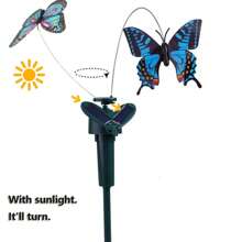 1pc Solar/Battery Powered Rotating Shake Realistic Butterfly Decoration Toy, Suitable For Garden, Pet Entertainment